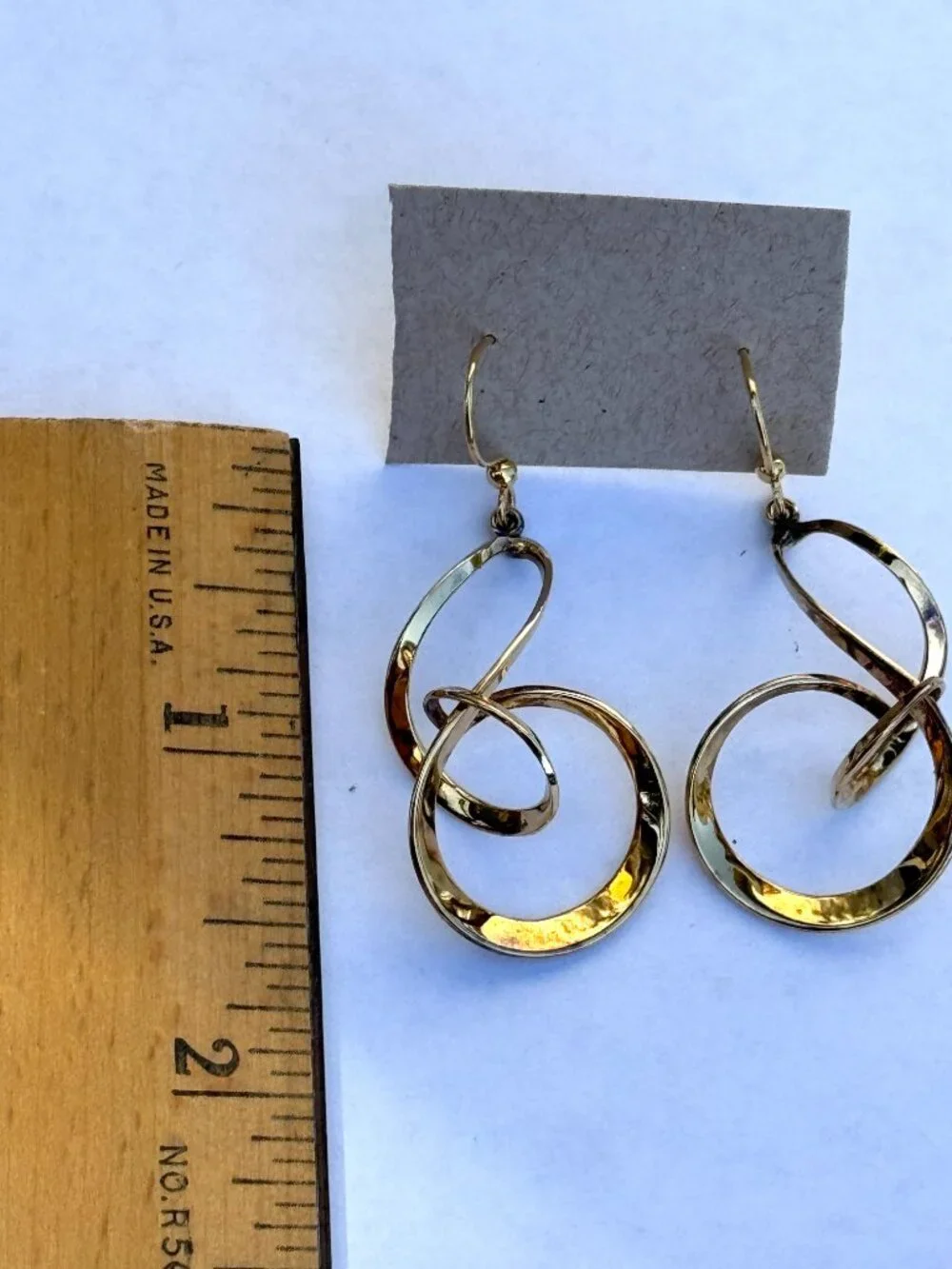 Twist Curl Gold Earrings Dangle Artistic Freeform Airy